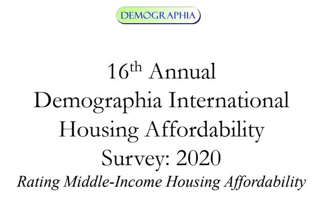 16th Annual Demographia International Housing Affordability Survey